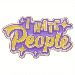 I Hate People Purple Yellow Enamel Pin